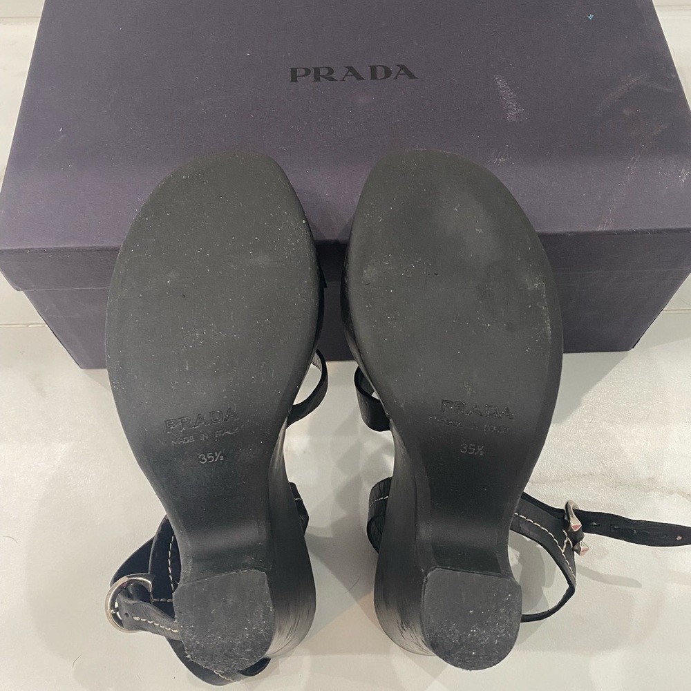 Prada Leather Strappy Platform Wedge Sandals - image 7